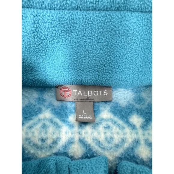 Talbots Blue‎ Fleece Patterned Jacket, Size L - Picture 6 of 11